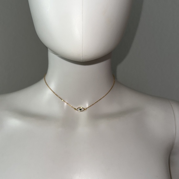 EYLAND white enamel evil eye charm choker necklace bracelet gold chain - Picture 2 of 5